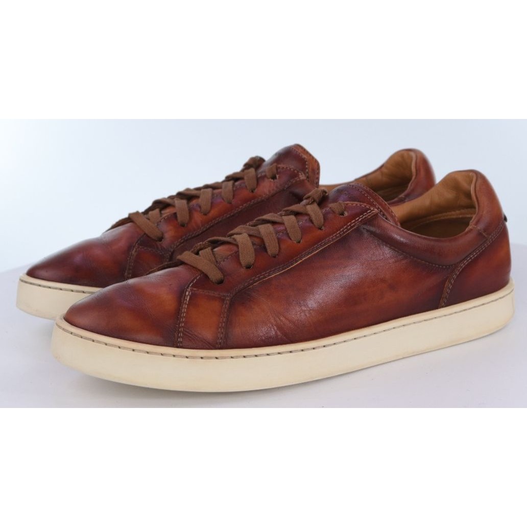 Magnanni Costa Lo $395 Men's Sneaker Shoes Sz Eu 42 Us 9 Leather Burnished Brown
